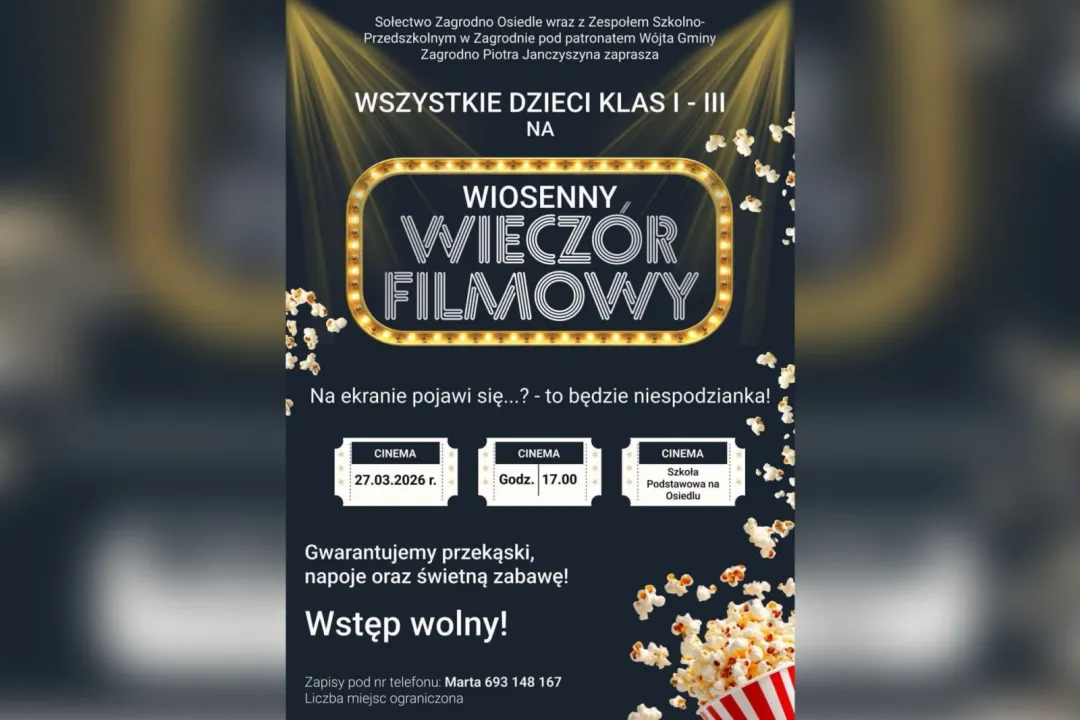 Wiosenny Wieczór Filmowy dla najmłodszych w Zagrodnie