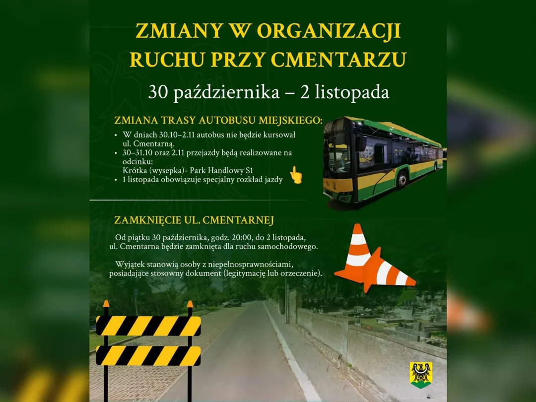 Zmiany w organizacji ruchu przy cmentarzu w Złotoryi