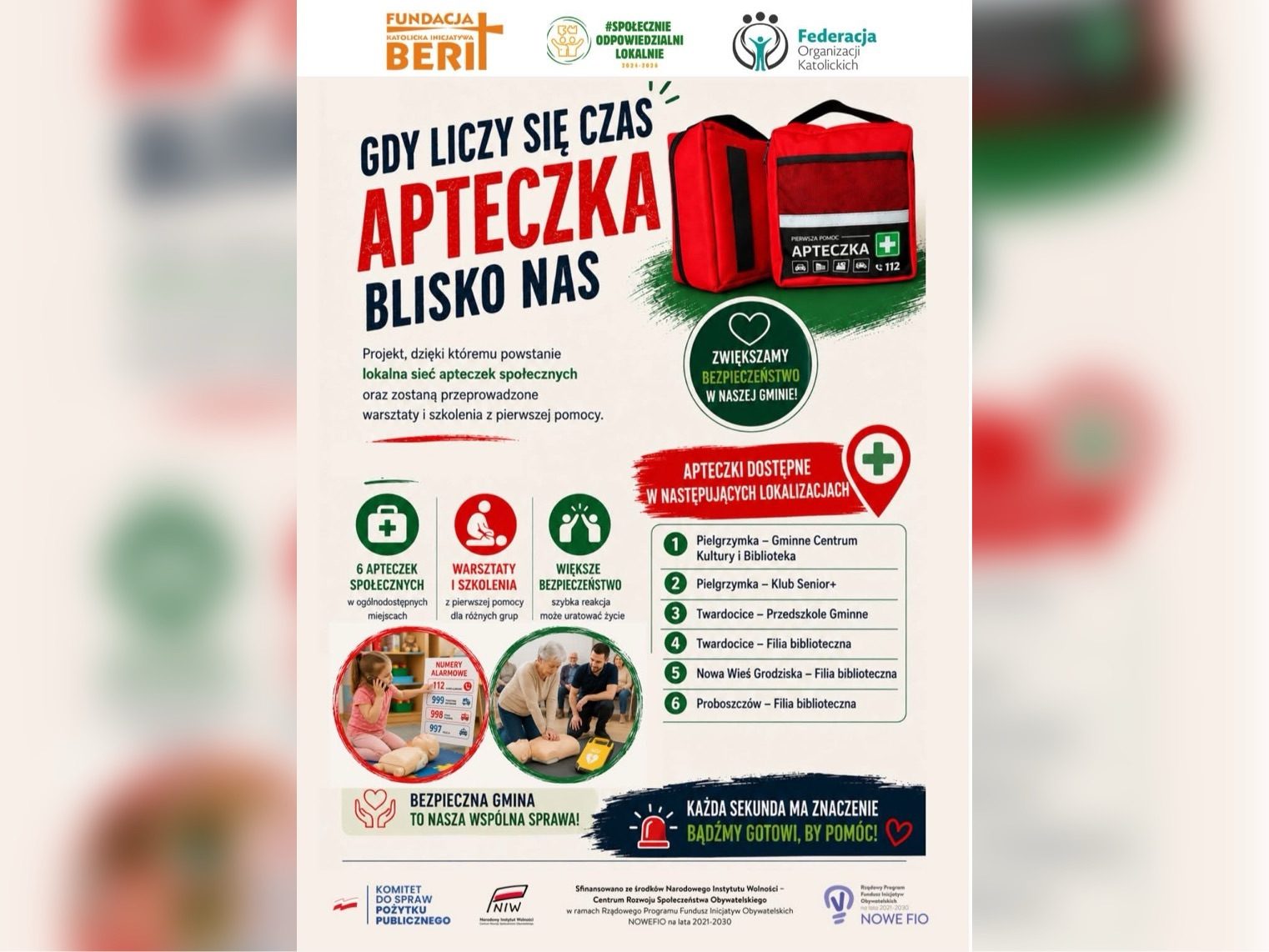 Apteczki społeczne pojawią się w gminie Pielgrzymka