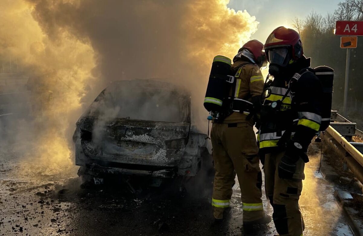 Pożar na autostradzie A4: interwencja służb ratunkowych