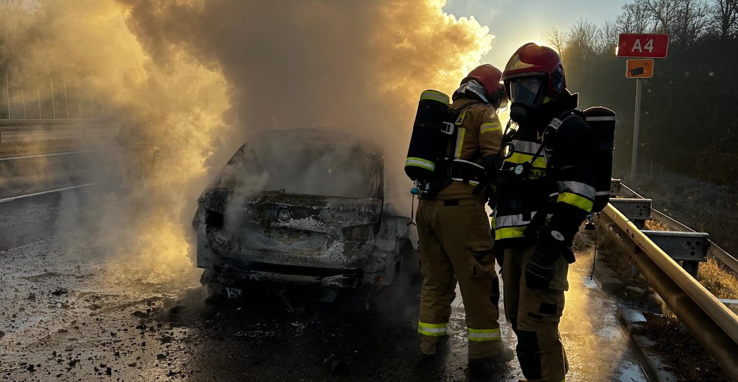 Pożar na autostradzie A4: interwencja służb ratunkowych