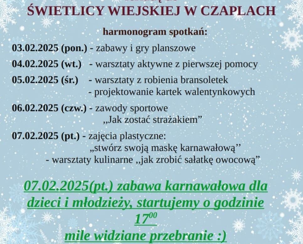 Feriada w Czaplach – zimowa przygoda pełna atrakcji!