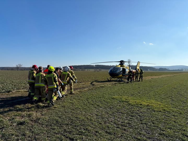 Wypadek na rusztowaniu w Kozowie – mężczyzna w ciężkim stanie