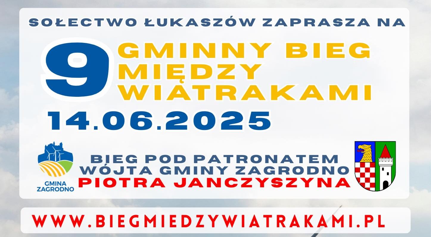 Już w sobotę 14 czerwca 2025 – Gminny Bieg Między Wiatrakami w Łukaszowie!