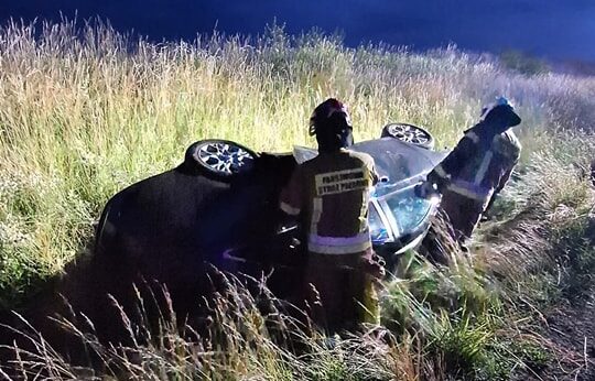 Wypadek na autostradzie A4. Samochód dachował – na szczęście bez ofiar