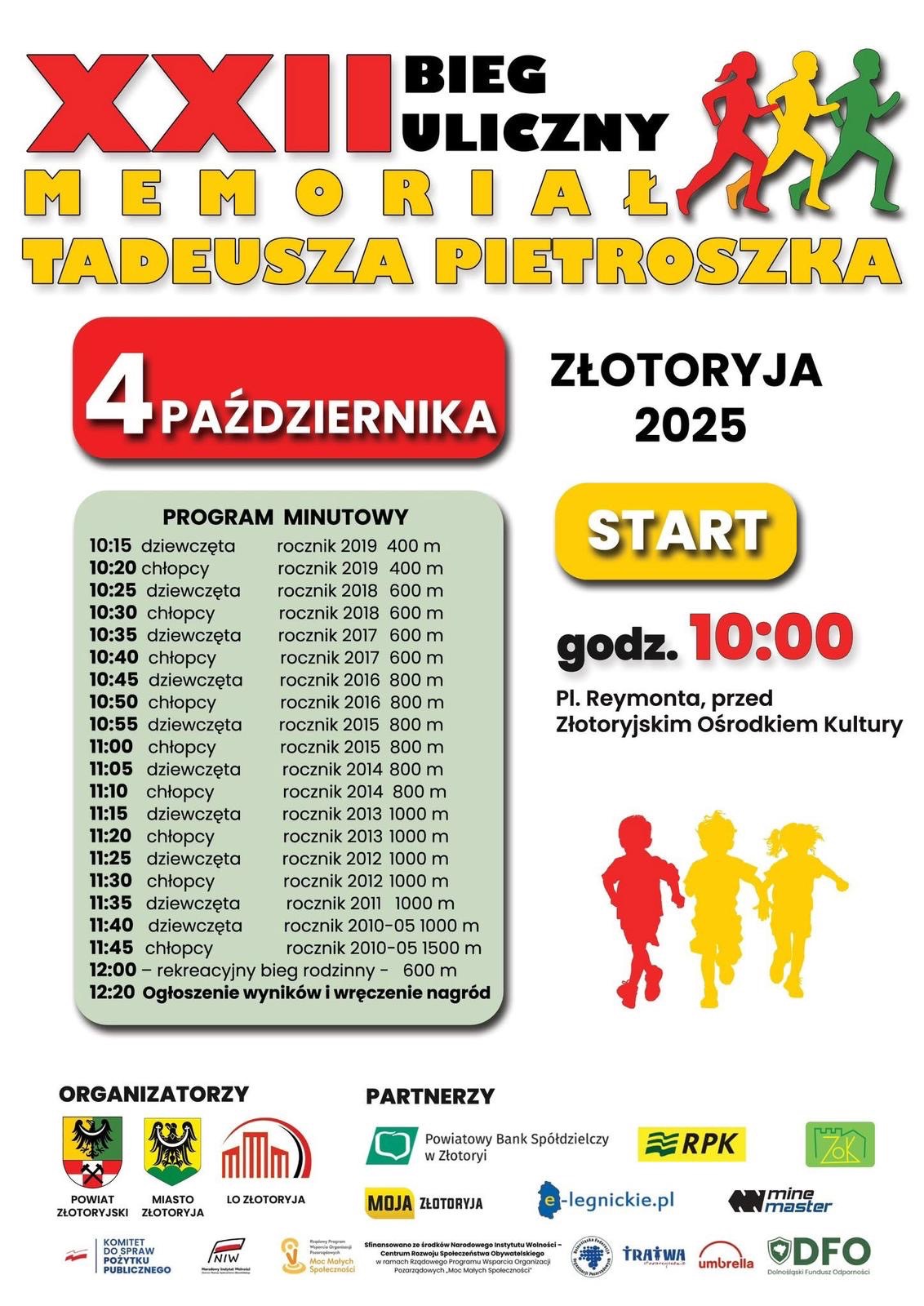 XXII Bieg Uliczny – Memoriał Tadeusza Pietroszka już 4 października w Złotoryi!