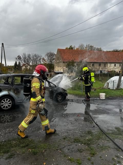 Pożar samochodu osobowego w Zagrodnie
