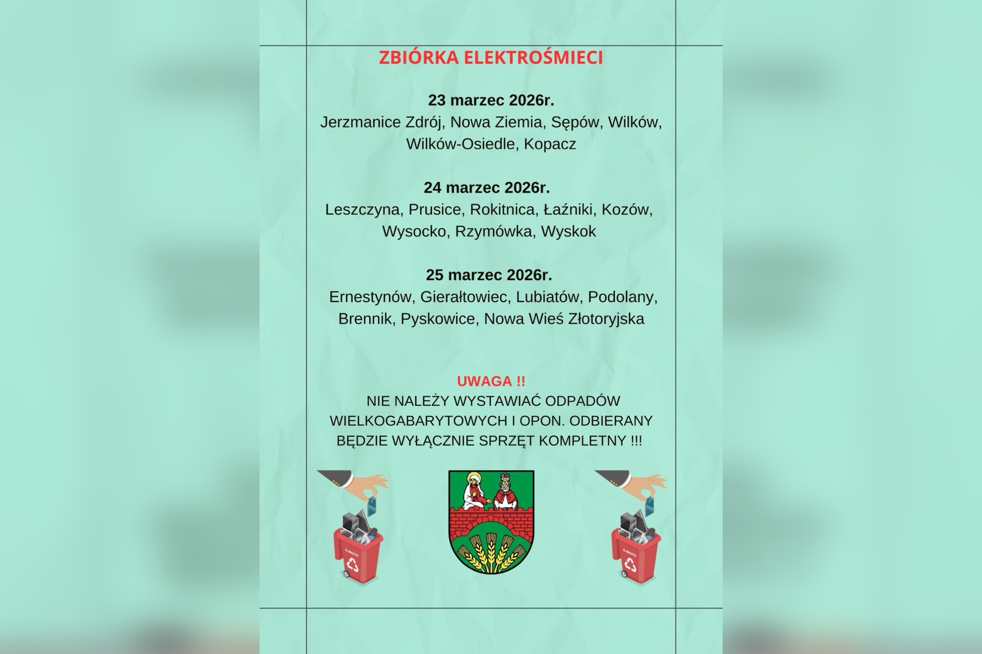 Zbiórka zużytego sprzętu RTV i AGD w gminie Złotoryja