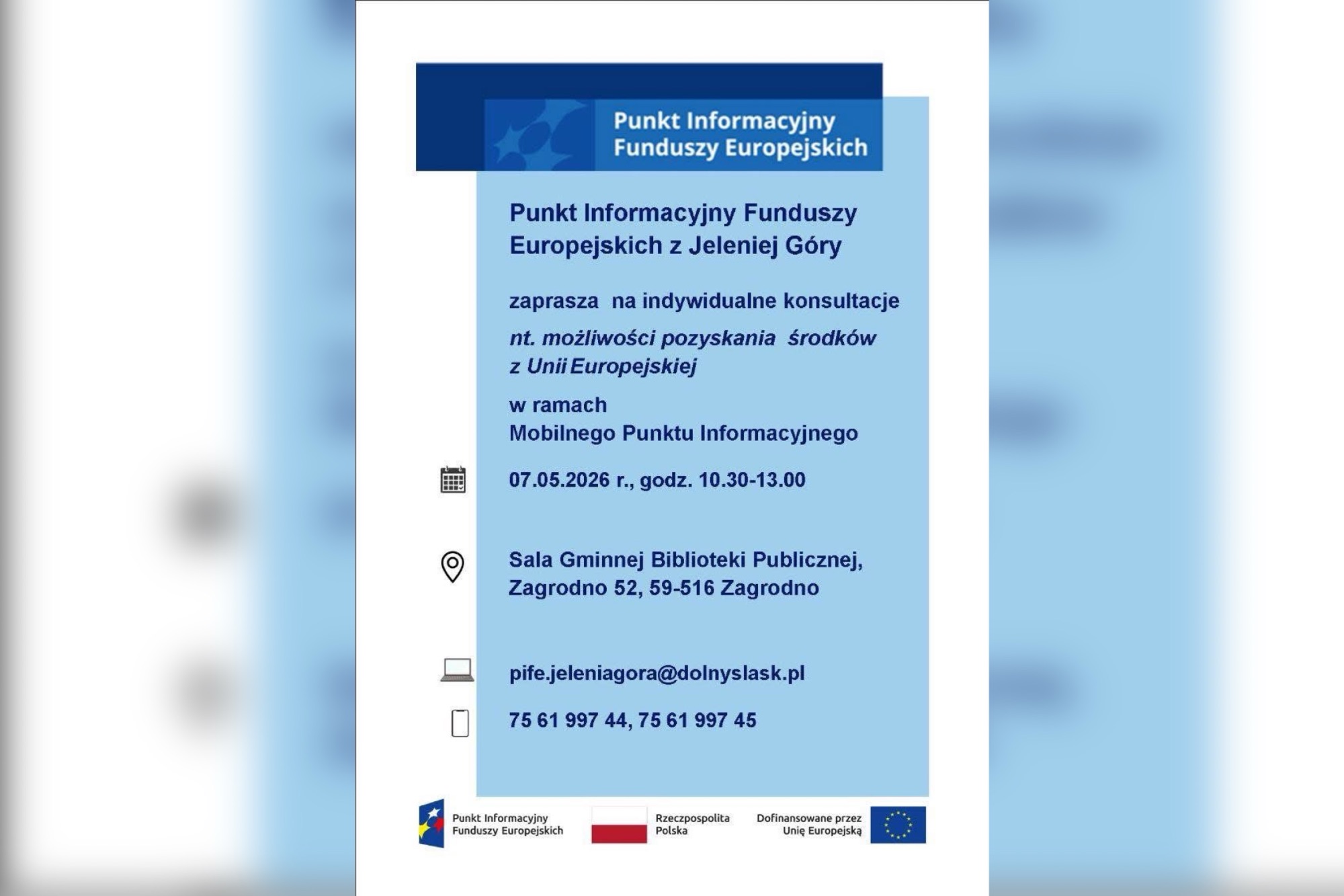 Mobilny Punkt Informacyjny w Zagrodnie – szansa na rozwój dzięki funduszom europejskim