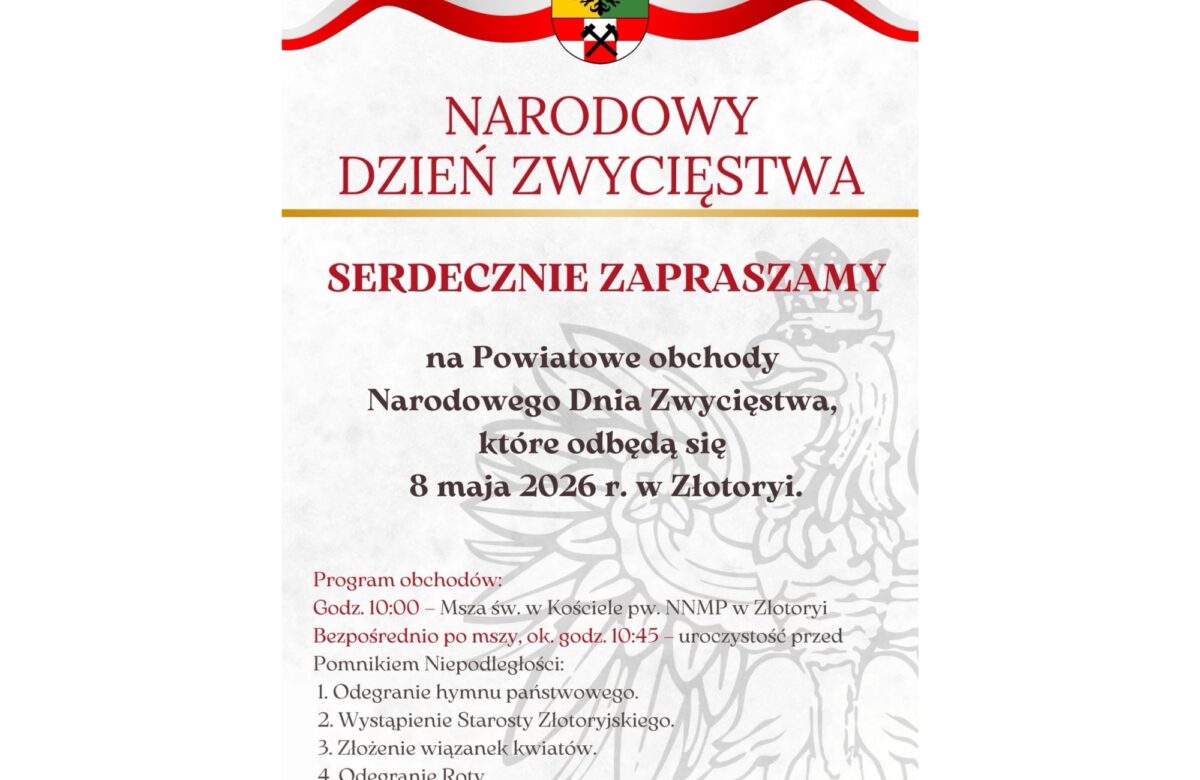 Starosta Rafał Miara zaprasza na uroczystości Narodowego Dnia Zwycięstwa