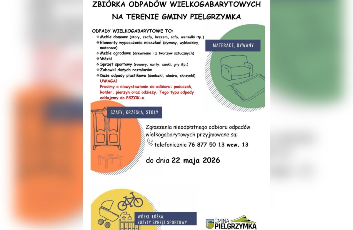 Zbiórka odpadów wielkogabarytowych w Gminie Pielgrzymka