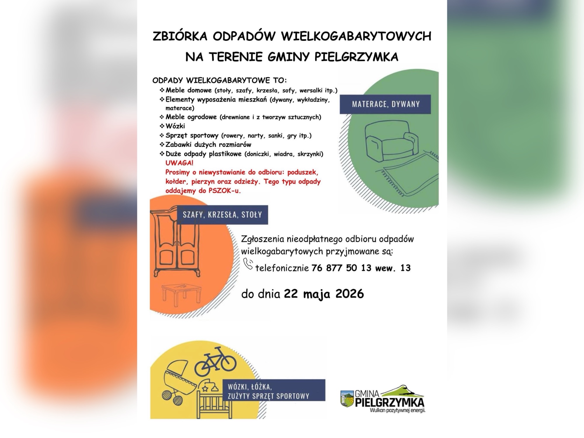 Zbiórka odpadów wielkogabarytowych w Gminie Pielgrzymka