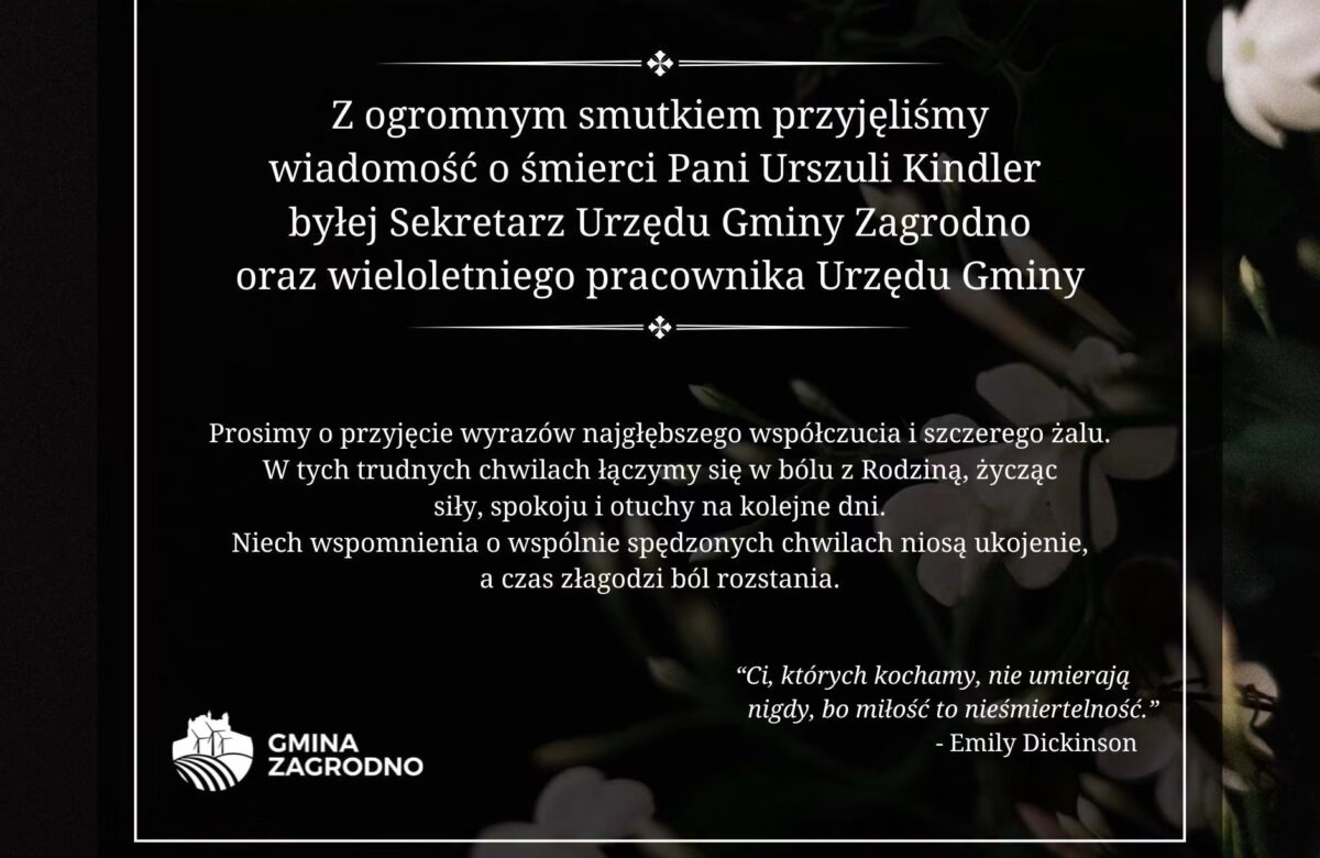 Nie żyje Urszula Kindler. Wieloletnia Sekretarz Gminy Zagrodno miała ogromny wkład w rozwój samorządu