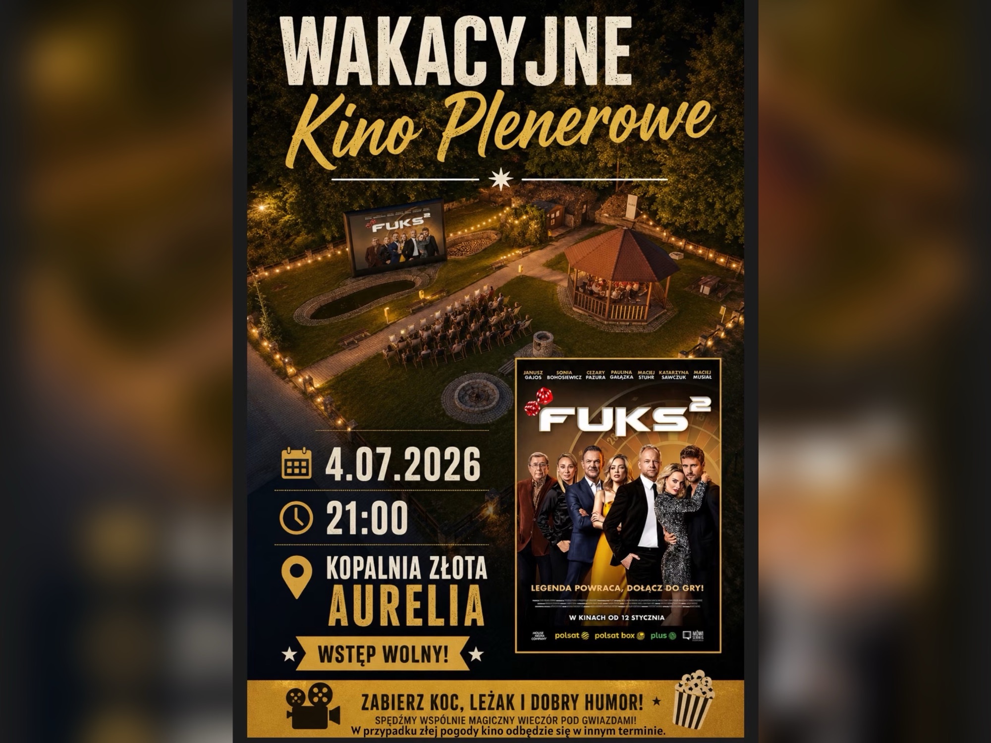 Wakacyjne Kino Plenerowe w Kopalni Złota Aurelia. Bezpłatny seans już 4 lipca