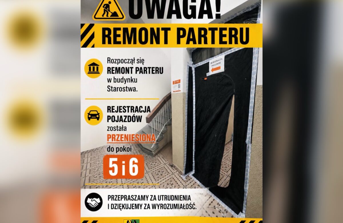 Remont parteru w budynku urzędu. Rejestracja pojazdów działa w nowej lokalizacji
