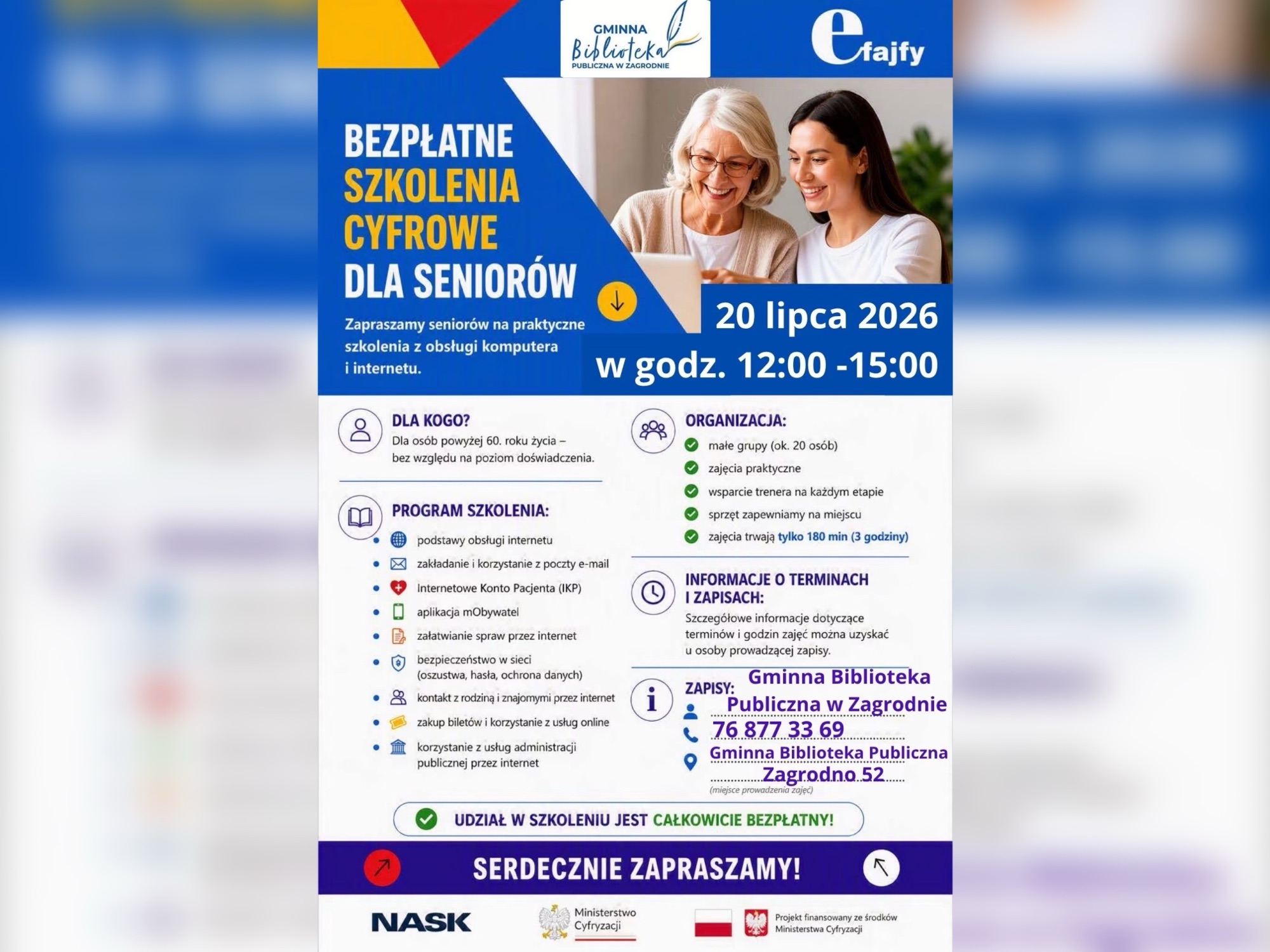 Seniorzy nauczą się bezpiecznie korzystać z Internetu. Ruszają bezpłatne szkolenia „eFajfy”
