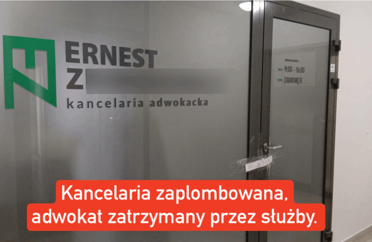 Kancelaria adwokacka zaplombowana. Ernest Z. zatrzymany przez służby