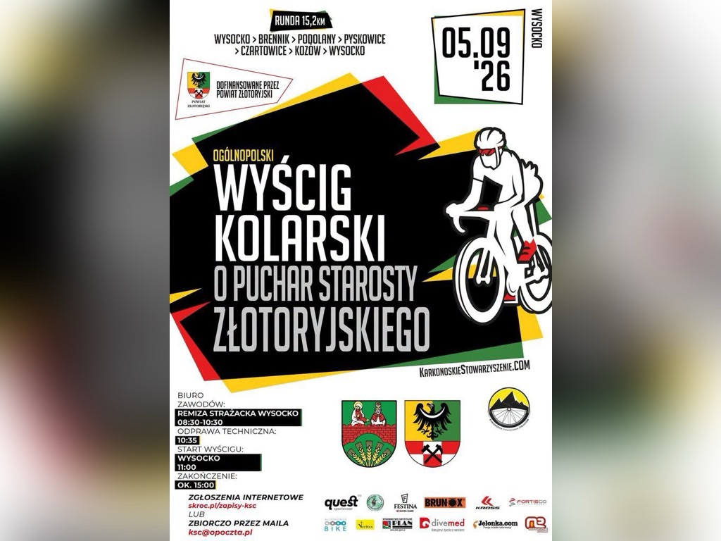 Ogólnopolski Wyścig Kolarski o Puchar Starosty Złotoryjskiego. Kierowcy muszą liczyć się z utrudnieniami