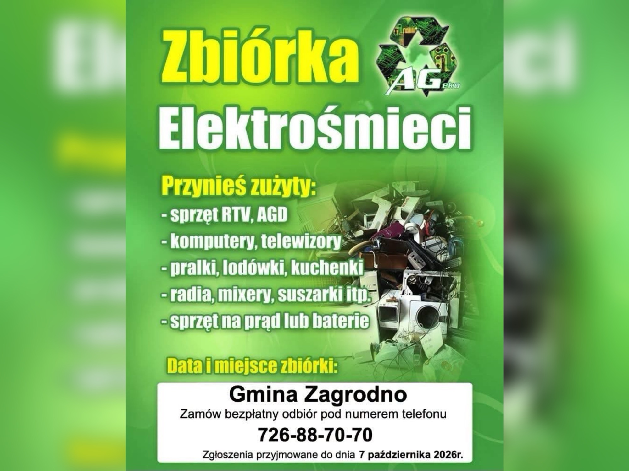 Zbiórka elektrośmieci w gminie Zagrodno