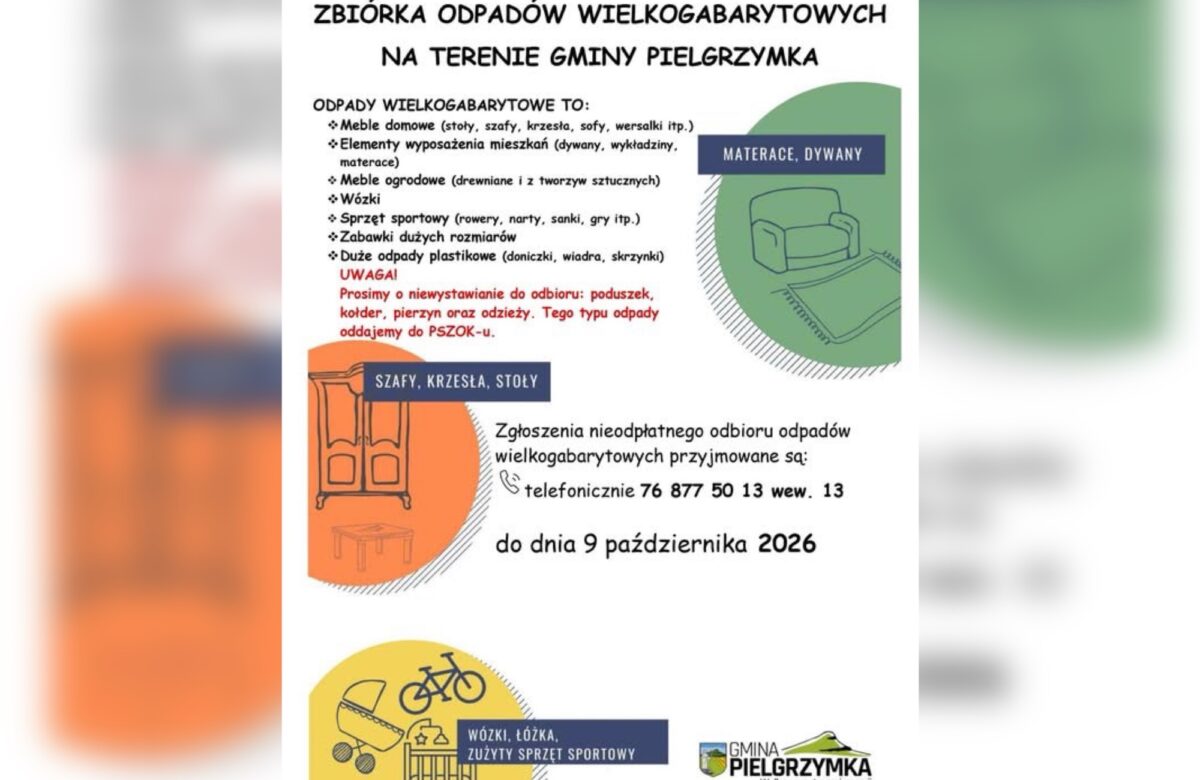 Zbiórka odpadów wielkogabarytowych w gminie Pielgrzymka