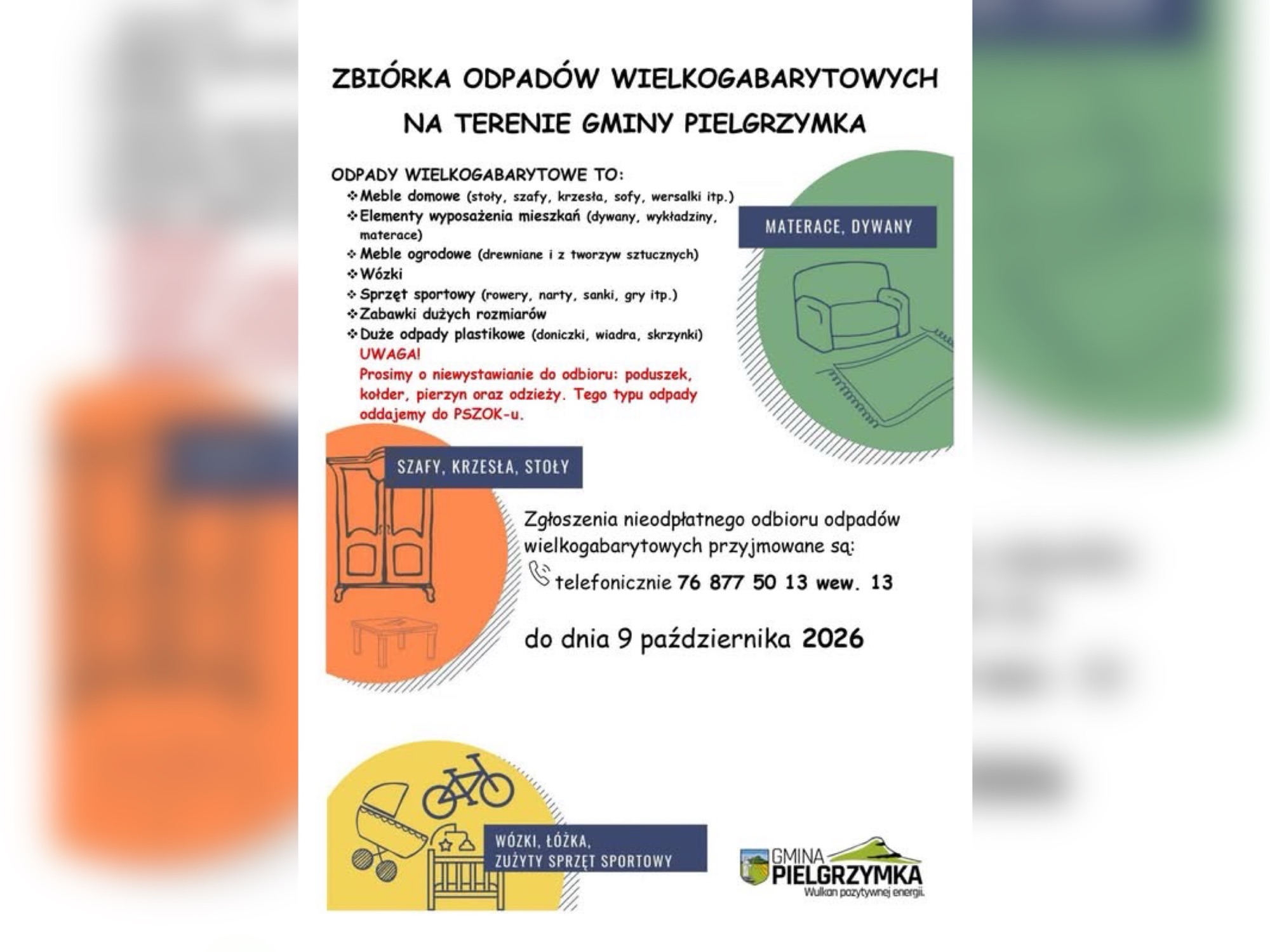 Zbiórka odpadów wielkogabarytowych w gminie Pielgrzymka