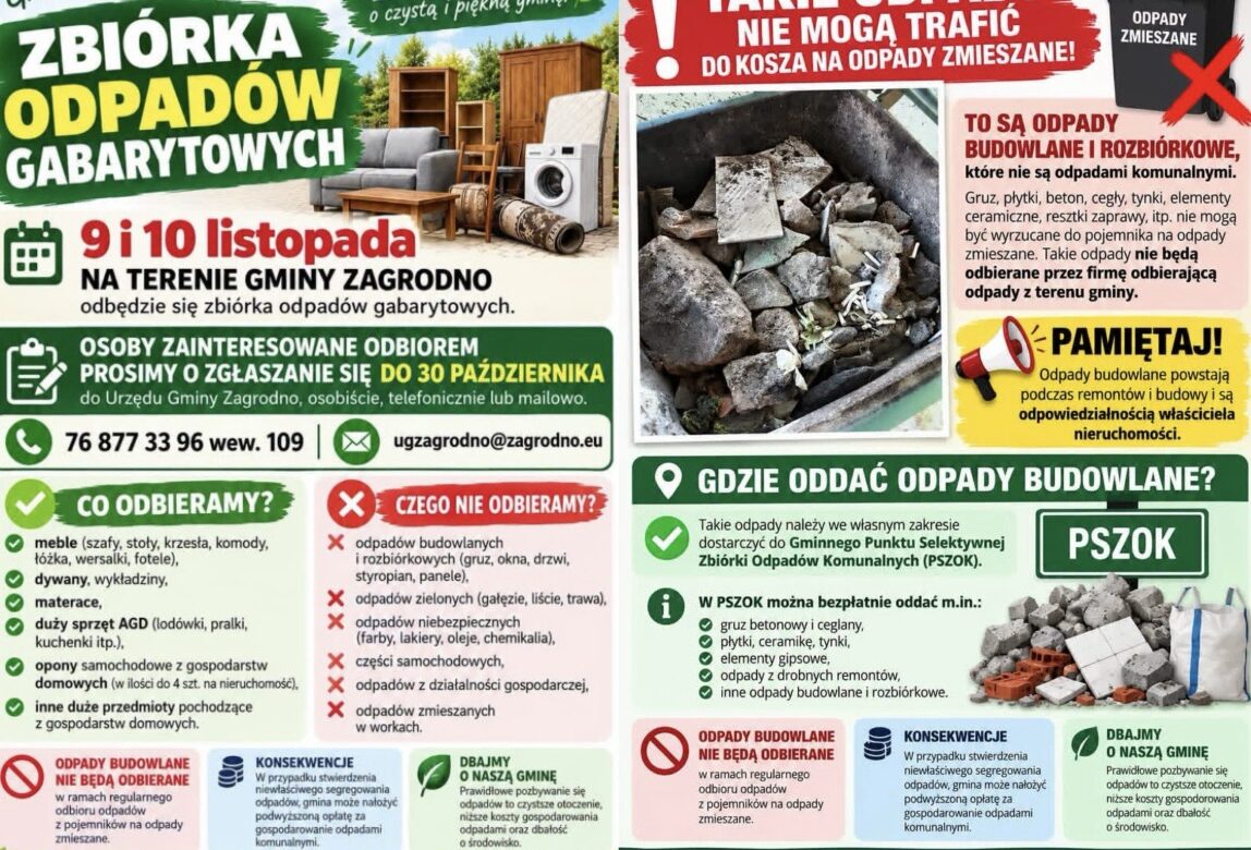 W gminie Zagrodno odbędzie się zbiórka gabarytów