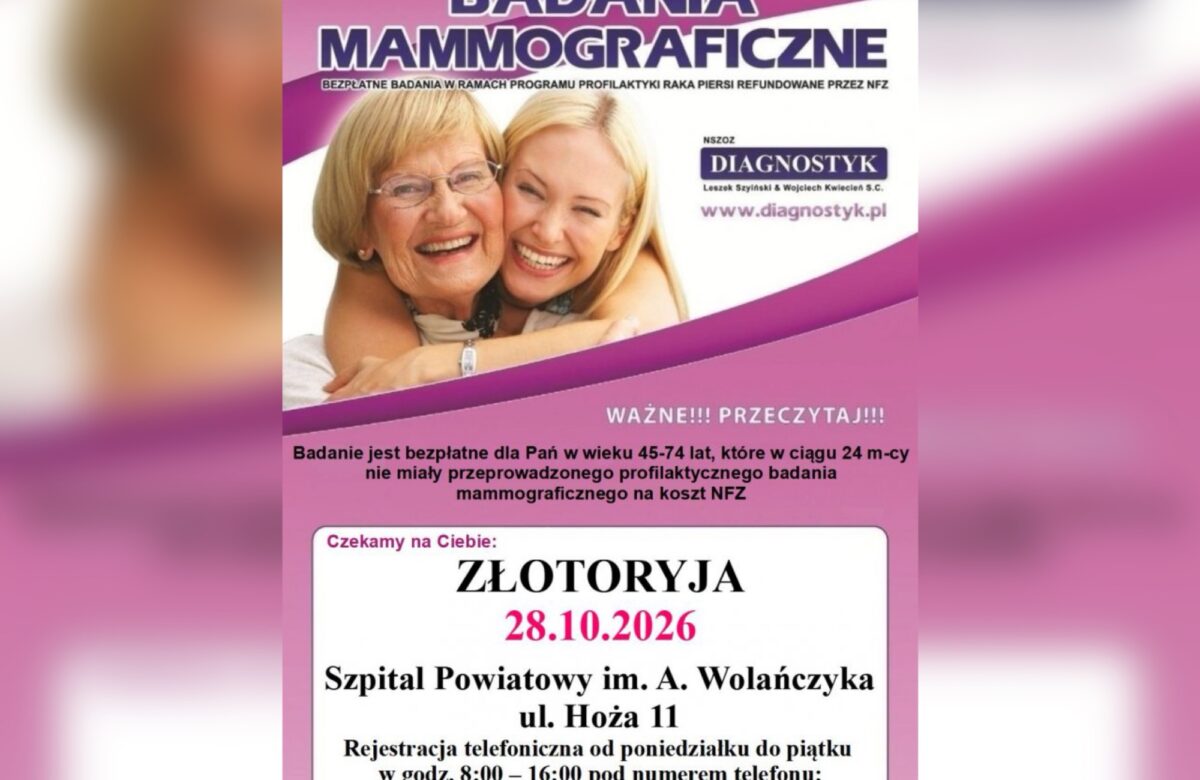 Bezpłatna mammografia w Złotoryi. Mammobus przyjedzie 28 października