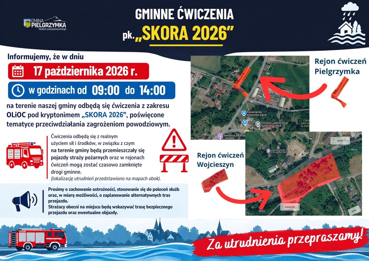 Ćwiczenia przeciwpowodziowe „SKORA 2026”. Możliwe utrudnienia w ruchu