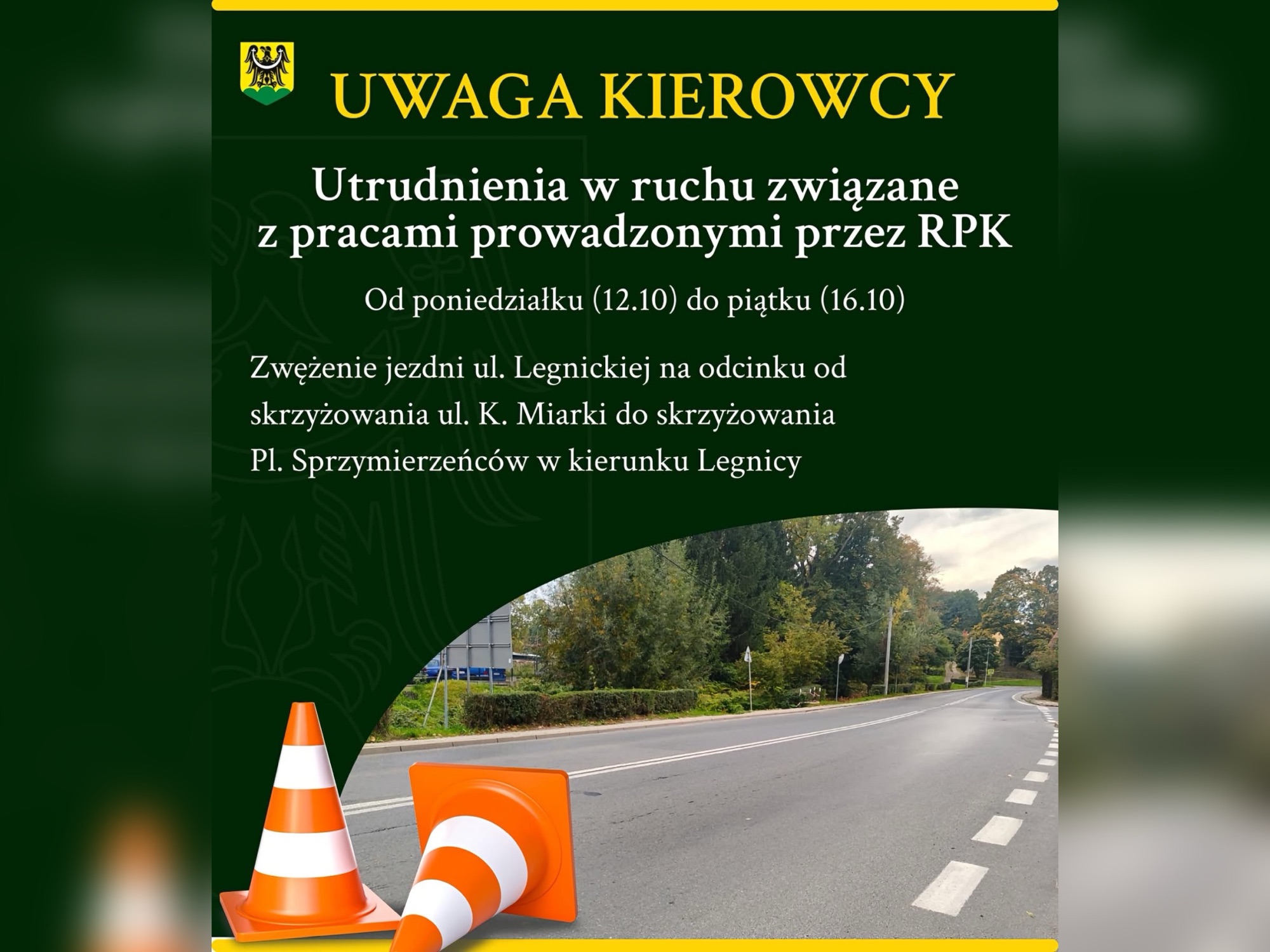 Uwaga kierowcy! Utrudnienia w ruchu na ul. Legnickiej