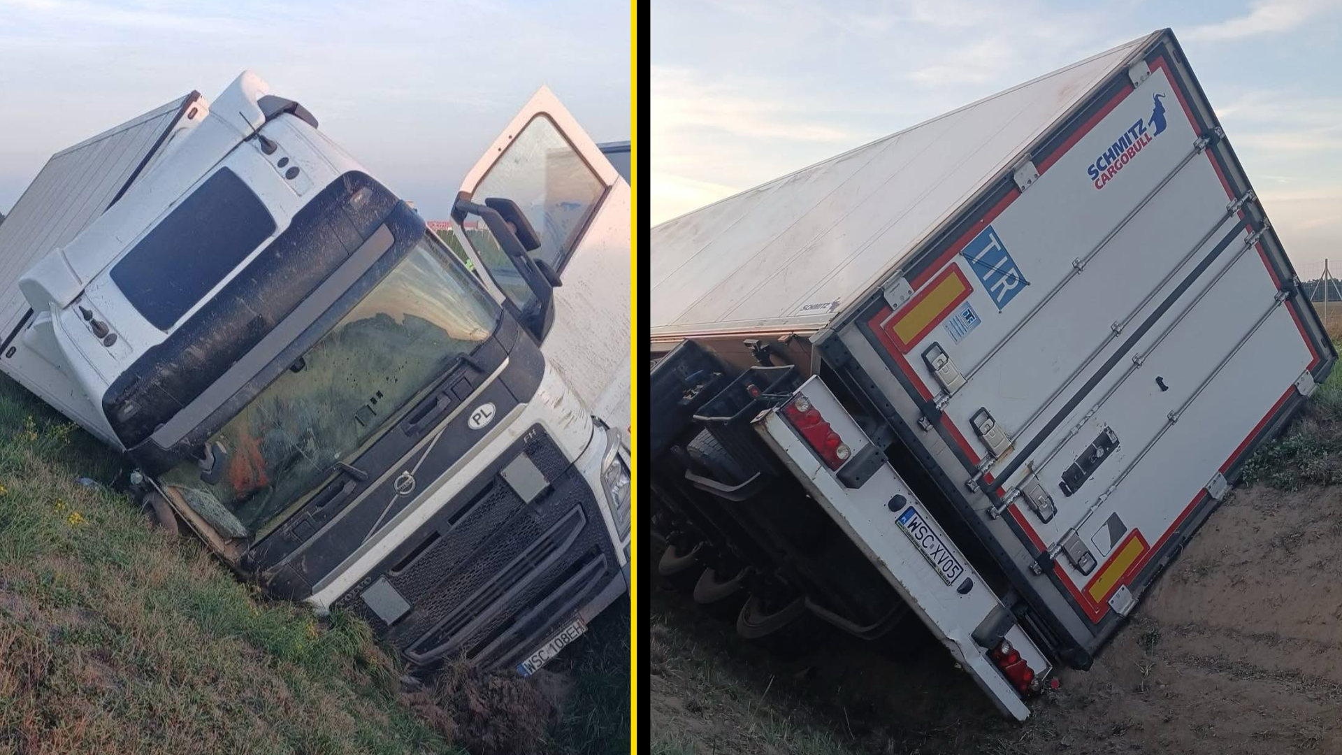Ciężarówka w rowie na autostradzie A4. Kierowca opuścił pojazd przed przyjazdem służb